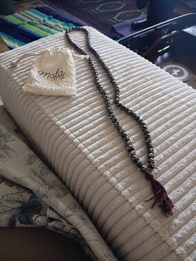 Brown and Cream Beaded Mala Tassel necklace blessed at Buddhist Temple